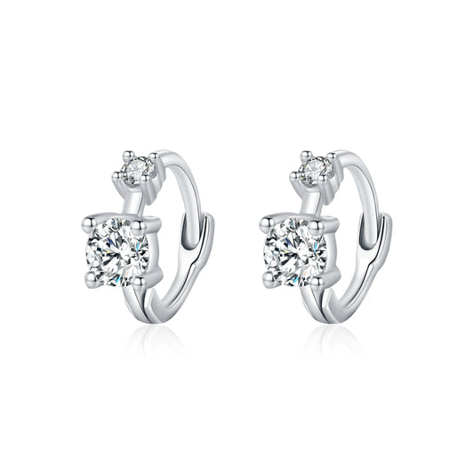 Tejesa 925 Sterling Silver Classic Stackable Tiny Round CZ Hoop Earrings For Women Dazzling Wedding Engagement Fine Jewelry