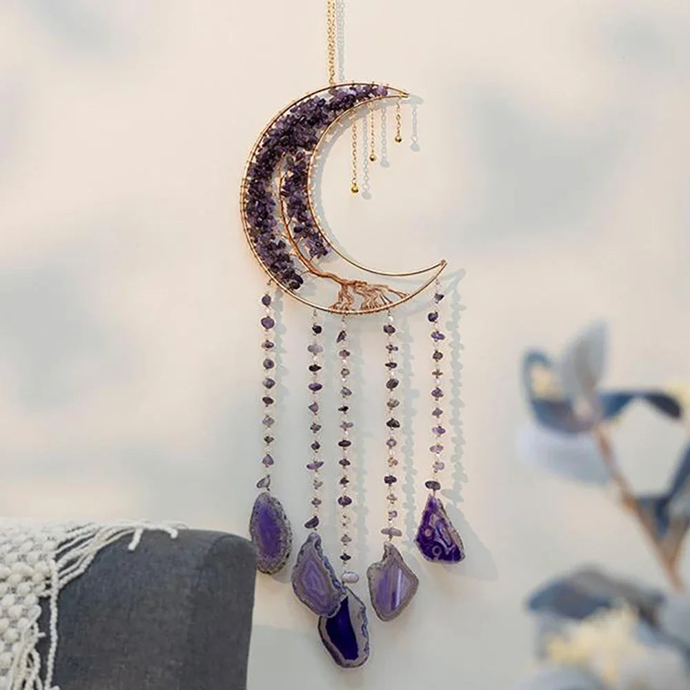7 Chakra Gemstones Tree Of Life Dream Catchers  Natural Agate Bedroom Wall Hanging Crystal Dream Catcher Home Craft Decorations