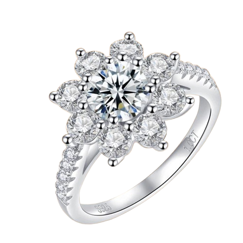 Hemasa  1/2CT Moissanite Ring S925 Silver Plated 18k Gold Women Sunflower Rings Gifts Wedding Engagement Fine Jewelry Certificate