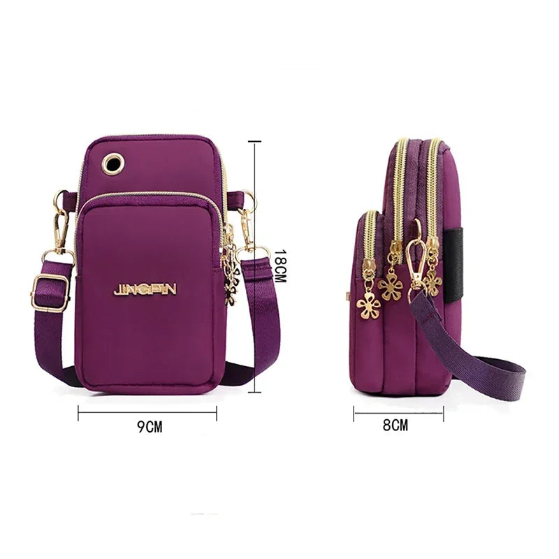 Hemasa Mobile Phone Bag Women's Crossbody Mini Bags /Neck Hanging Running  shoulder Bag 3 Layer Wallet