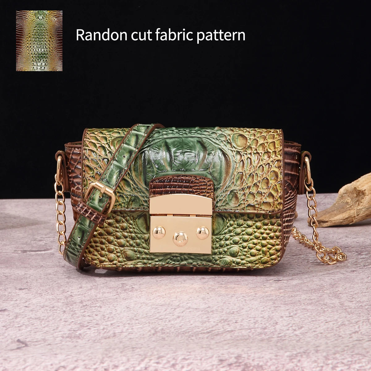 Colorful Crocodile Pattern Mini Lock Flip Phone Bag Crossbody Bag Classic