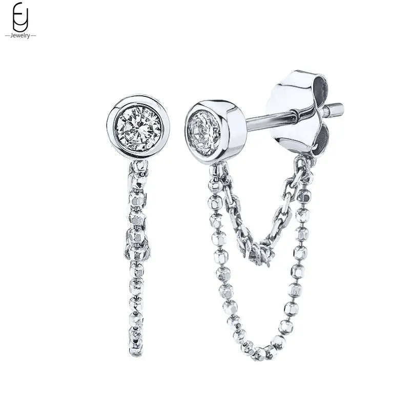 Hemasa 925 Sterling Silver Ear Buckles Fashion Hoop Earrings /White Crystal Luxury Women's Earrings Wedding Women's Jewelry Premium Gift