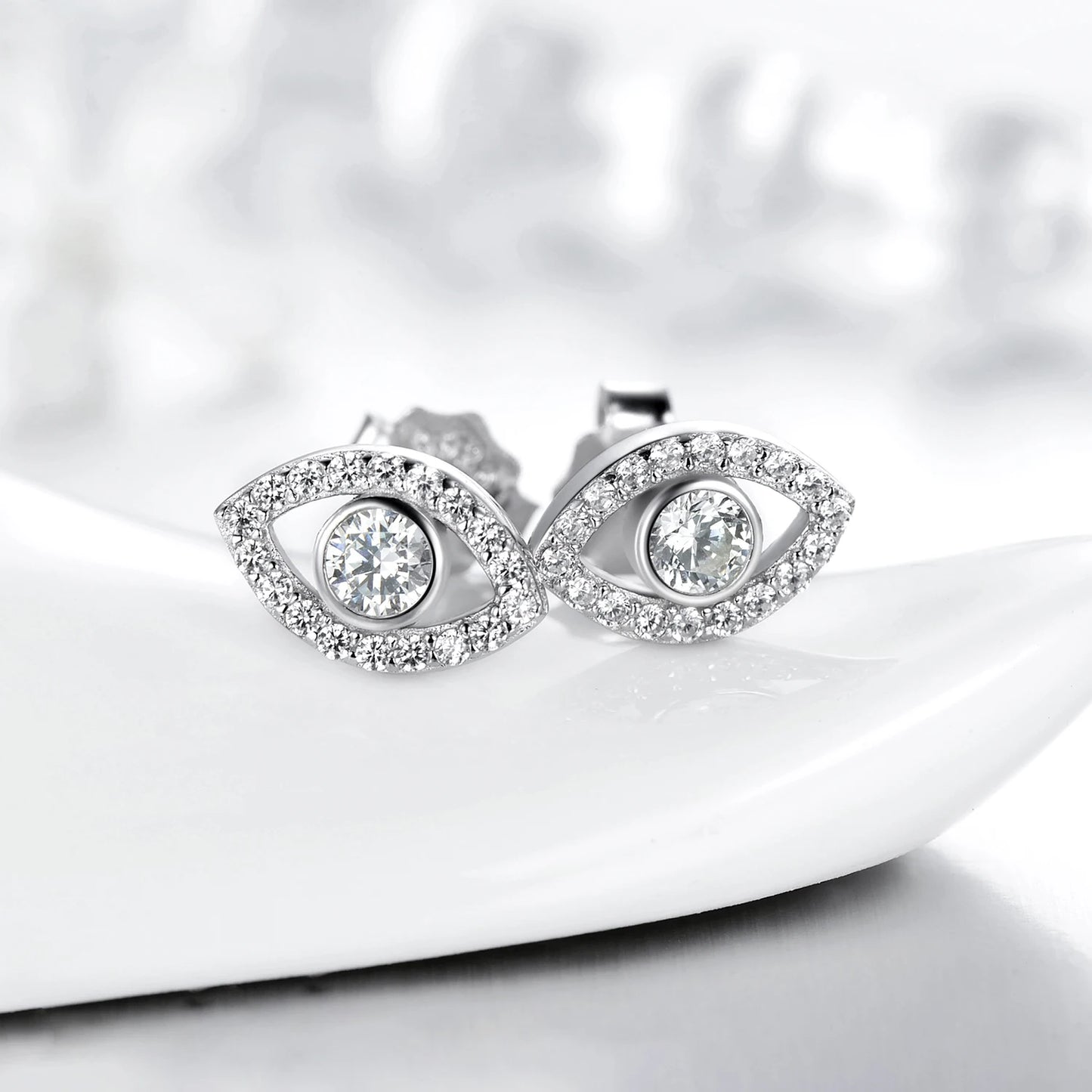 Modian 2026 Hot Sale 100% 925 Sterling Silver Cubic Zirconia Clear Eyes Lucky Stud Earrings For Women Fashion Cute Fine Jewelry