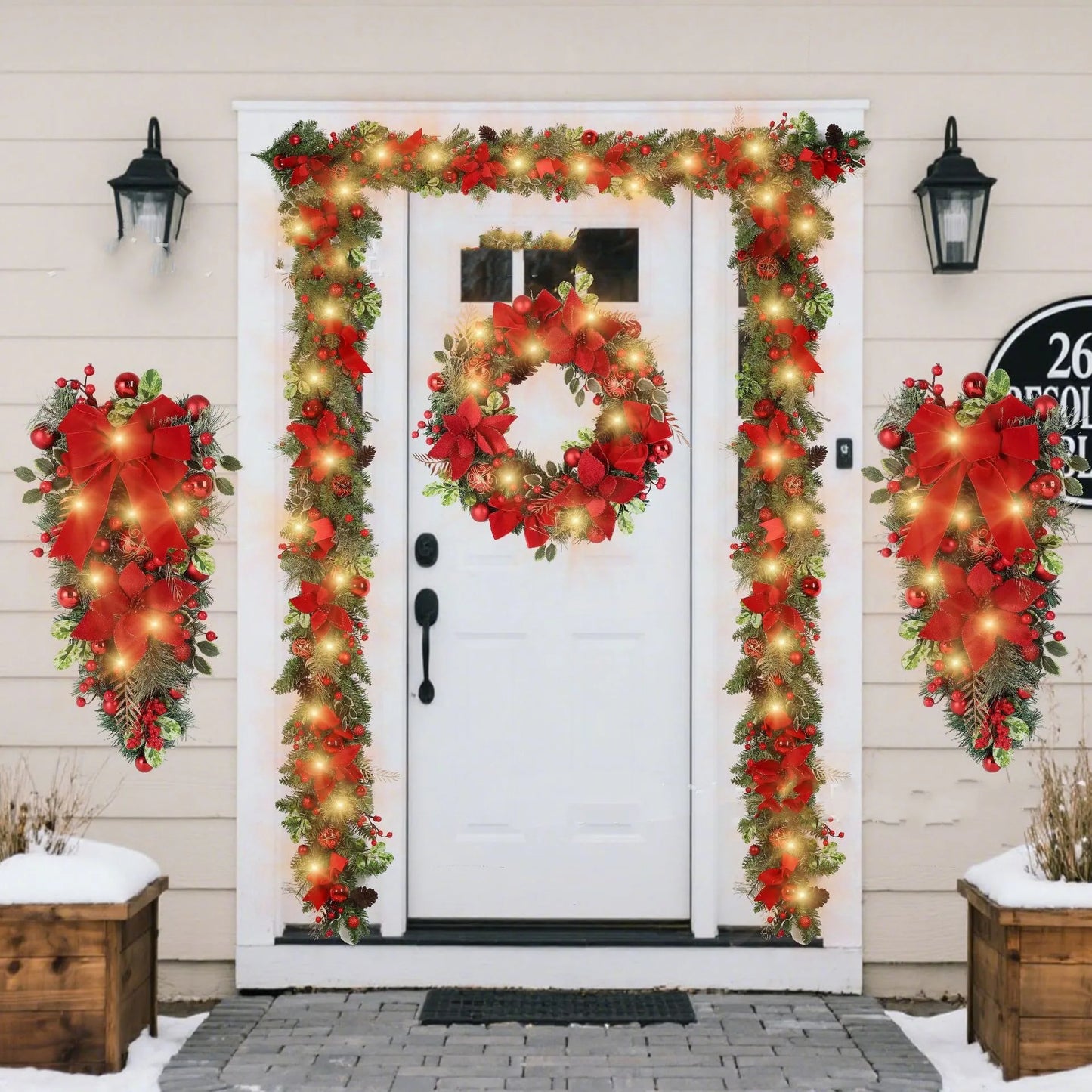 Tejesa Christmas Artificial  Wreath for Front Door Window / Xmas /New Year