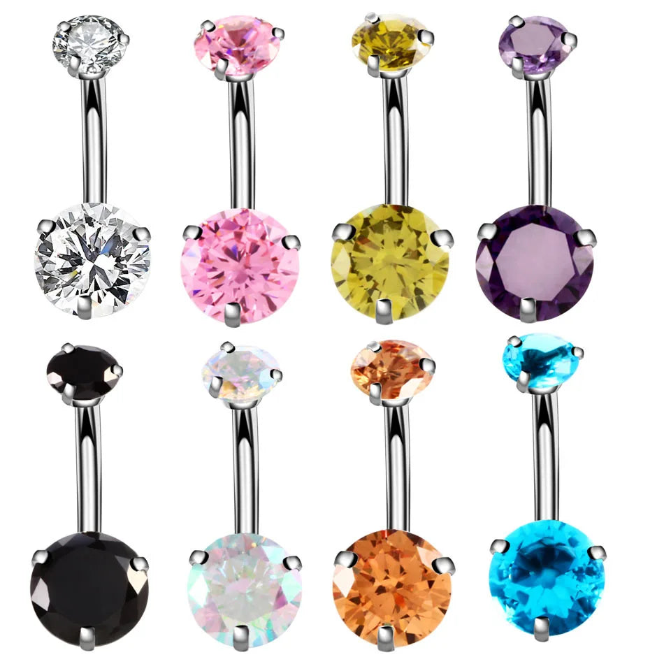 Crystal belly button rings surgical steel zircon navel piercing heart cz belly ring sexy body piercing jewelry pircing ombligo