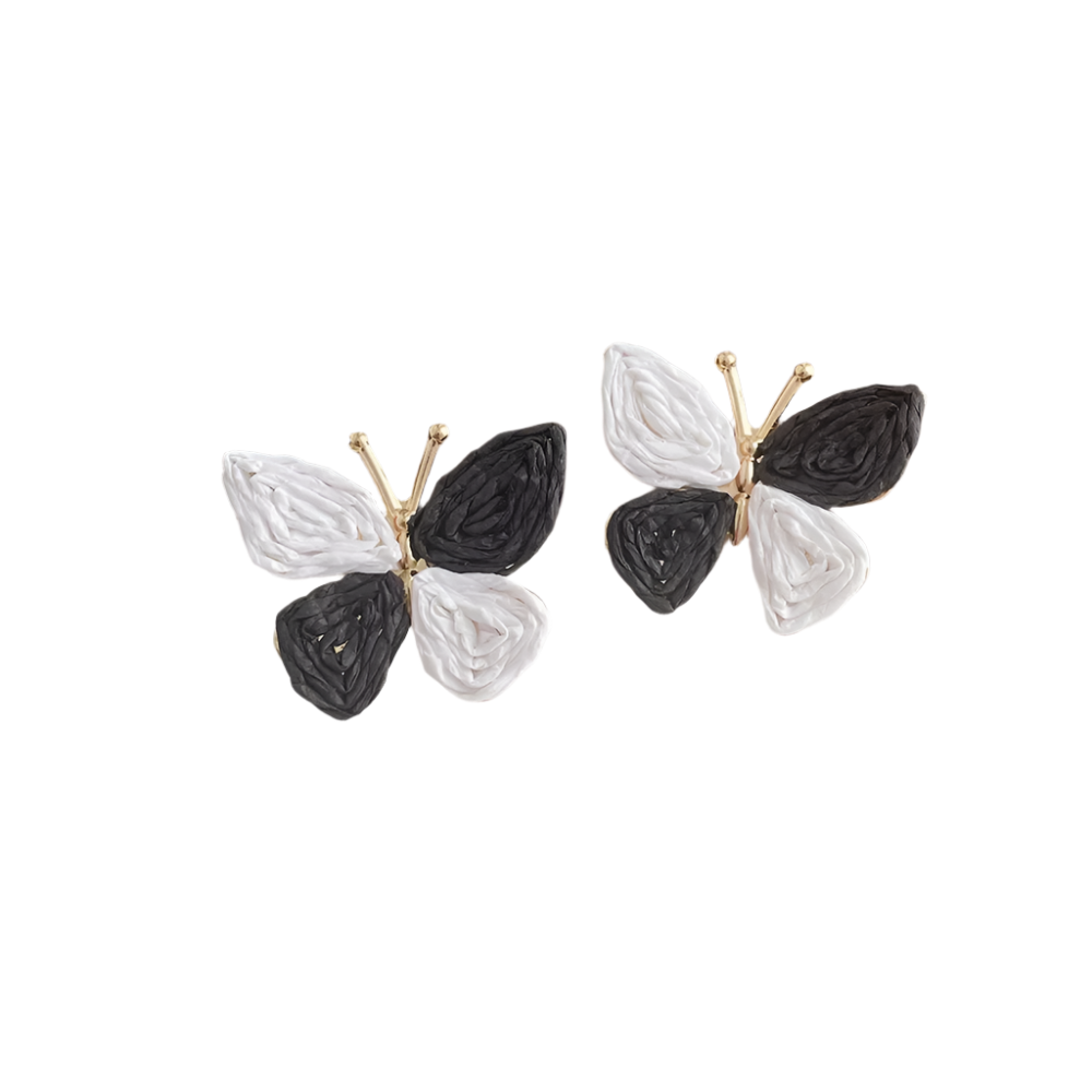 Hemasa Minar Bohemian Multicolor Rattan Knit Raffia Butterfly Wings Dangle Earrings for Women
