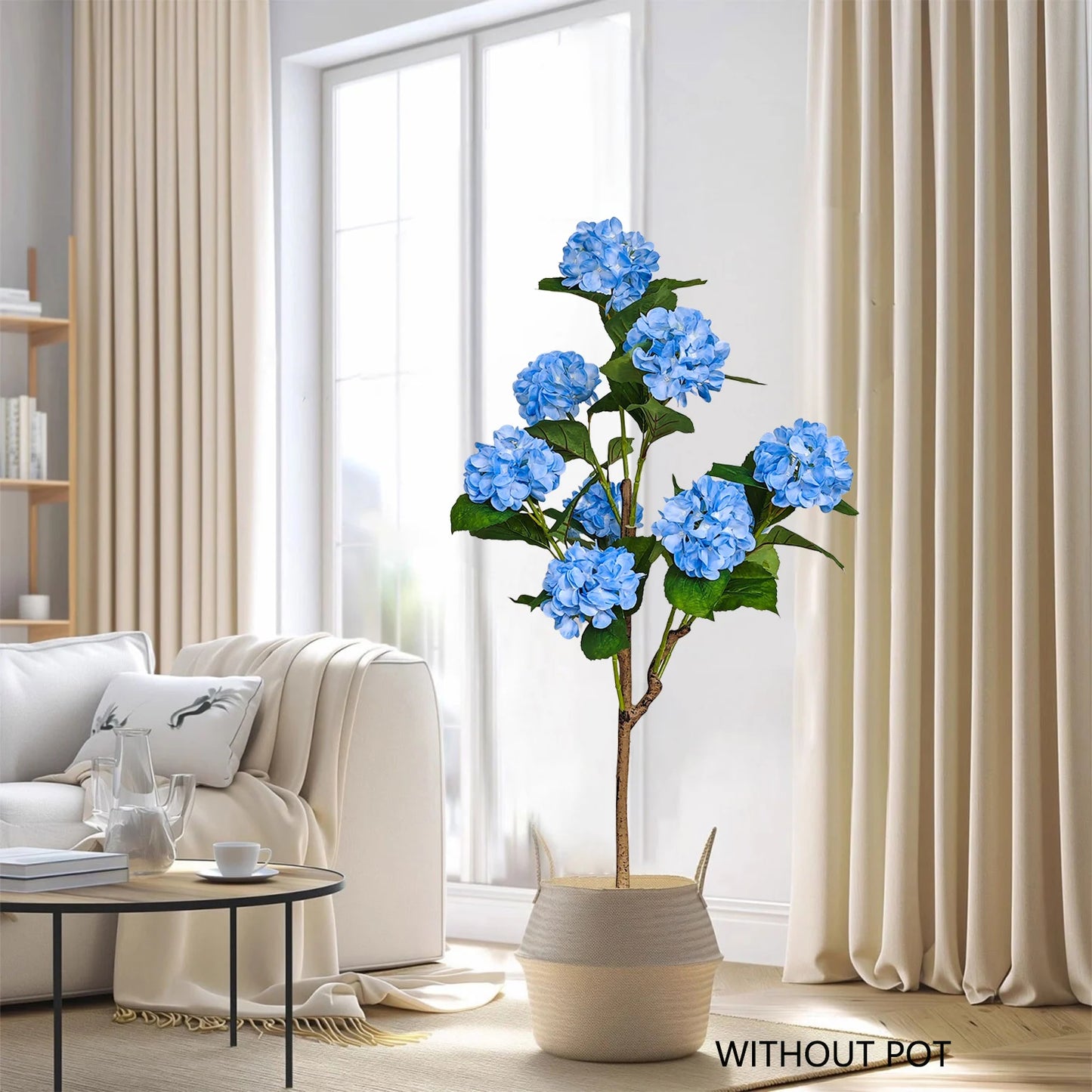 Tejesa 120cm Artificial Hydrangea Tree Faux flowers Plant Indoor Outdoor Fake plants for home party wedding room Decoration halloween