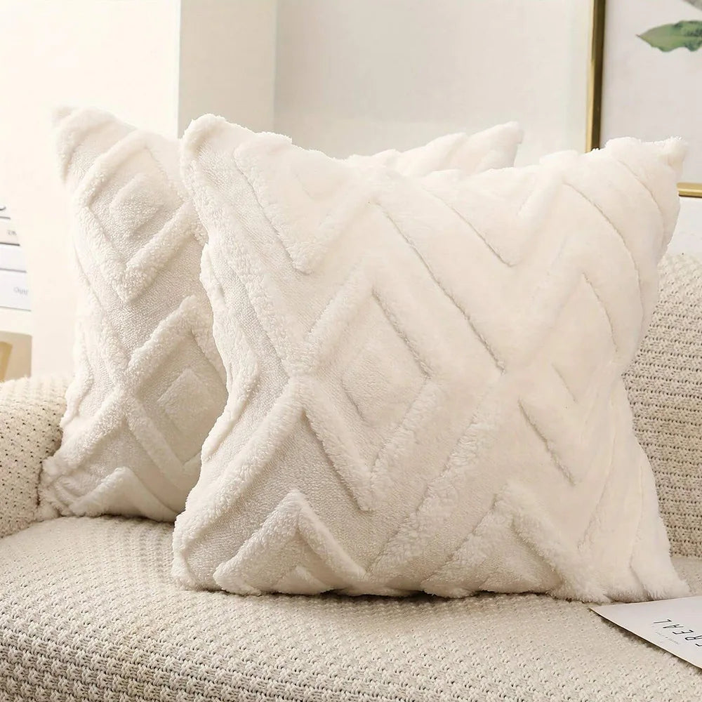 Tejesa  Pieces Flannel Decorative Pillowcase Geometric Diamond Pattern Neutral Style for Living Room And Bedroom Decoration