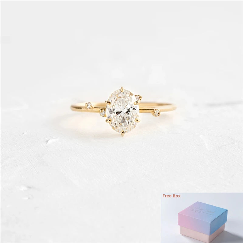 ROXI Elegant Geometry Egg Shape Crystal Gold Rings for Women Rings Jewelry 925 Sterling Silver Finger Rings Hearts Wedding Rings