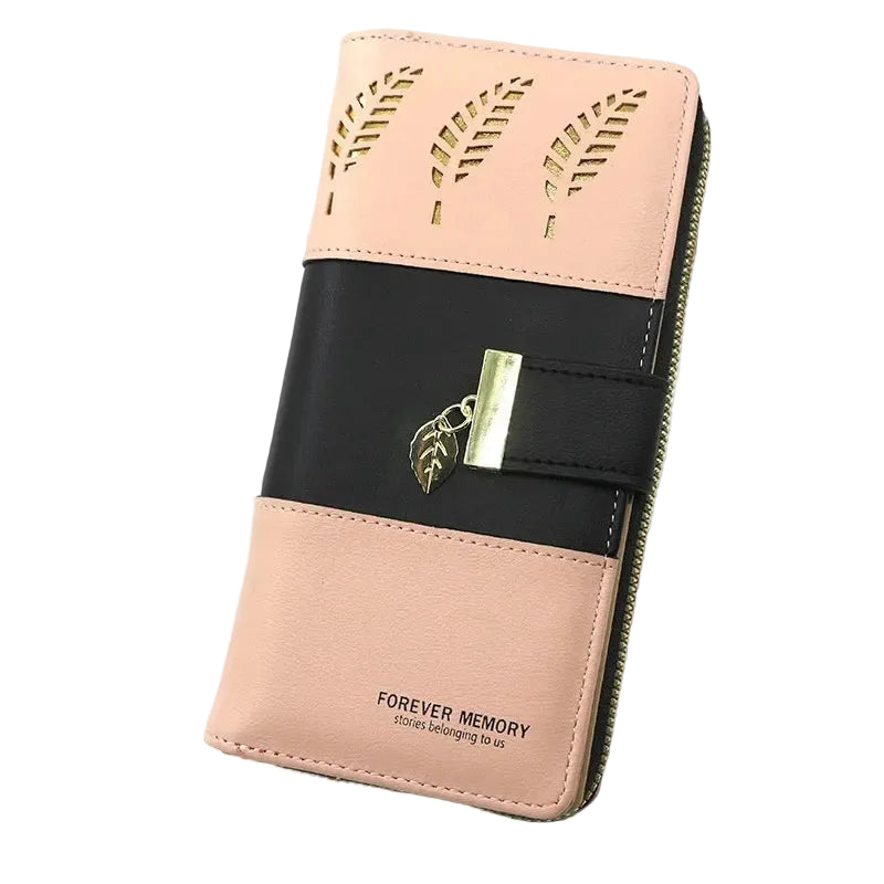Tejesa Long Leaf Wallet Ladies Handheld Phone Bag Hollow out Design New Style Korean Version Bifold Money Clip