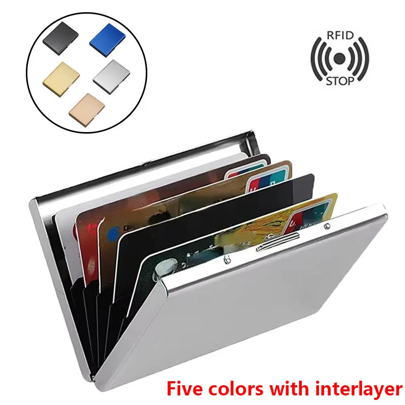 1pc Card Holder Men RFID Blocking Aluminum Metal Slim Wallet Money Bag Anti-scan Credit Card Holder Thin Case Small Male Wallet