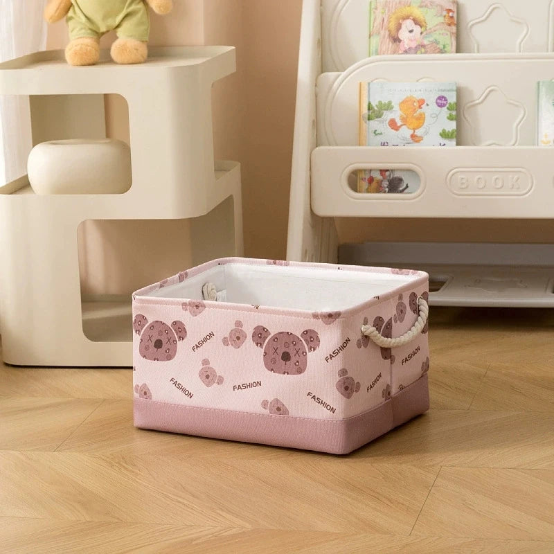 Tejesa Canvas Folding Storage Basket /Cartoon Print Storage Fabric Wardrobe Bedroom Closet Toys Laundry Basket