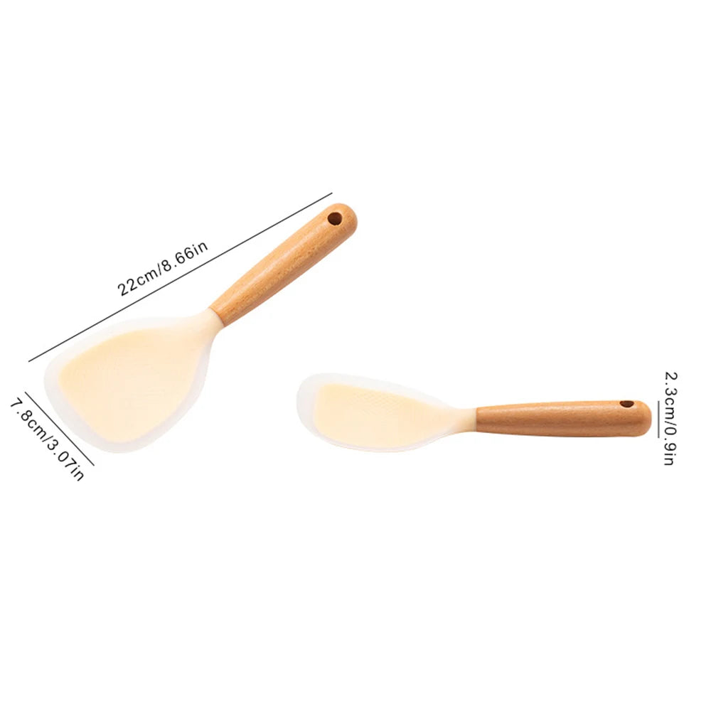Hemasa 1Pcs Silicone Heat-resistant Non-stick Rice Cooker Kitchen Tool Household Rice Spoon