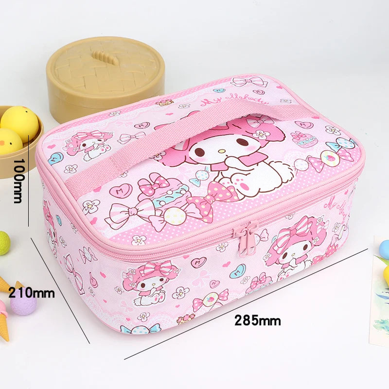 Hemasa  Lunch Bag Cute Cartoon Double-layer Insulated Handbag Waterproof Bento Bag