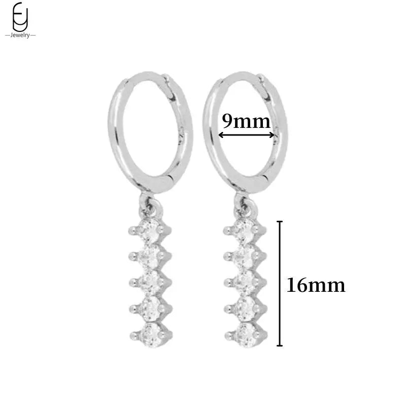 Hemasa 925 Sterling Silver Ear Buckles Fashion Hoop Earrings /White Crystal Luxury Women's Earrings Wedding Women's Jewelry Premium Gift
