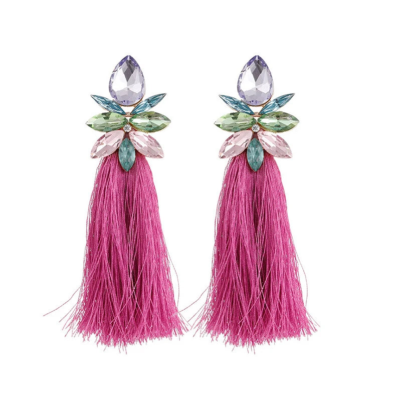 Multi Color Tassel Post Earrings For Women Statement Fashion Jewelry Trendy Boho New Styles Wholesales Holiday Accessories MQ410