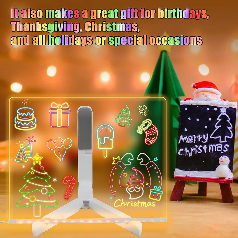 LED Note Board with Colors, Light-Up Acrylic Message Board, Acrylic Dry-Erase Board with Light, Light-Up Drawing Board for Home