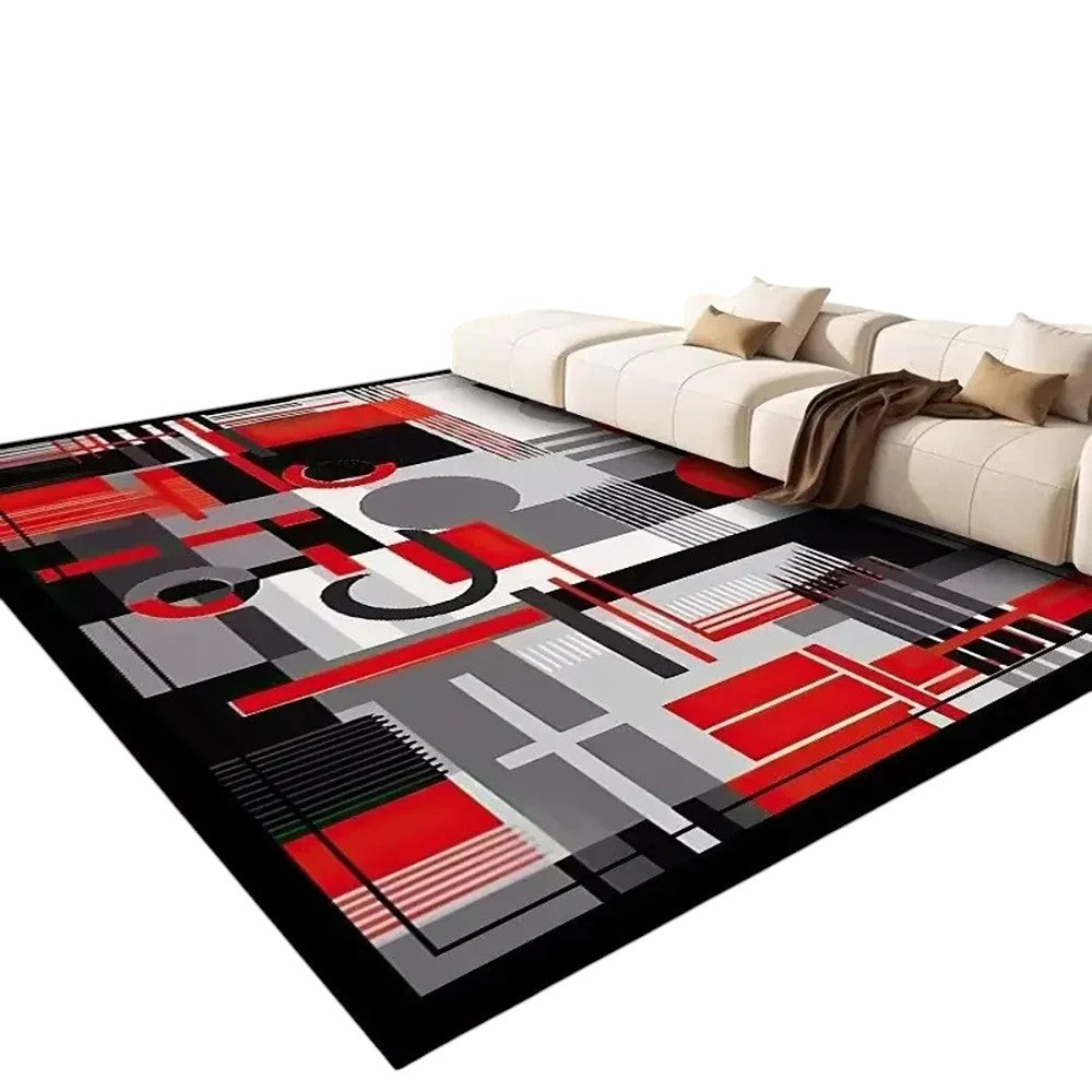 Tejesa  Large Flannel Rug Luxury Plaid Non-Slip Living Room Bedroom Mat Stain Resistant Washable Bedside Home Decor Rug