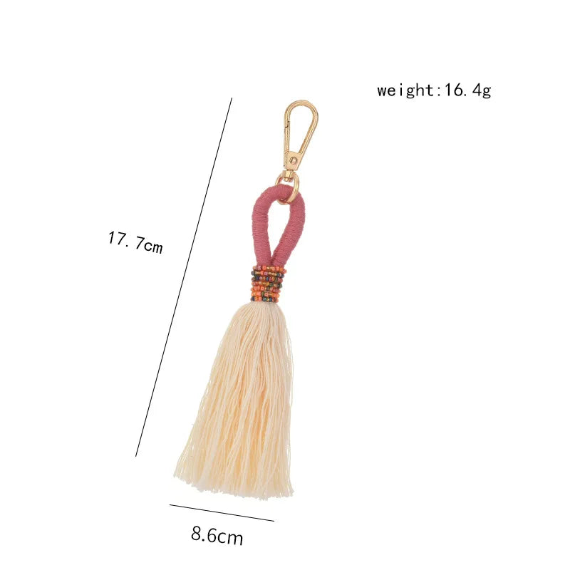 Hemasa   Hand Woven Key Chain Millet Bead Accessories Tassel Key Chain Bag Pendant Accessories Jewelry Dropshipping