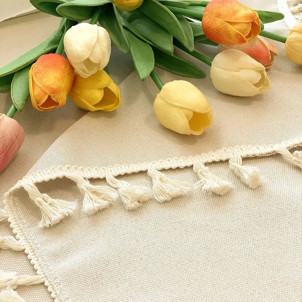 Tassel Tablecloth Kitchen Table Runner Camping Mat Tea Table Cover Wedding Dining Room Decoration 14 Colors