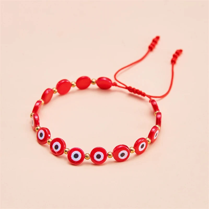 New Design Handmade Evil Eye Bracelets Blue Red Colorful Resin Beads Bracelet For Women Lucky Turkish Fashoin Jewelry Gifts