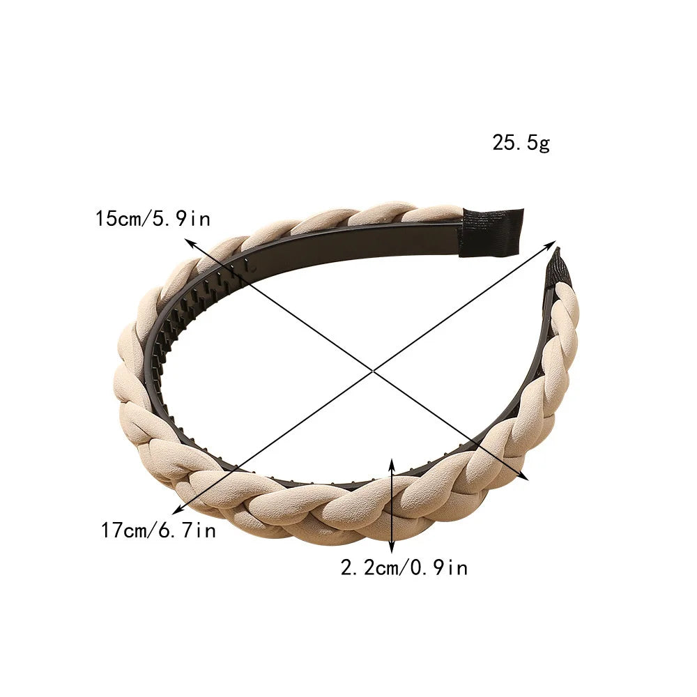Fashion Solid Color Braid Hairbands For Women Weaving New Non-slip Headband Wide Hair Hoop Bands Bezel Hair Accessories Headwear