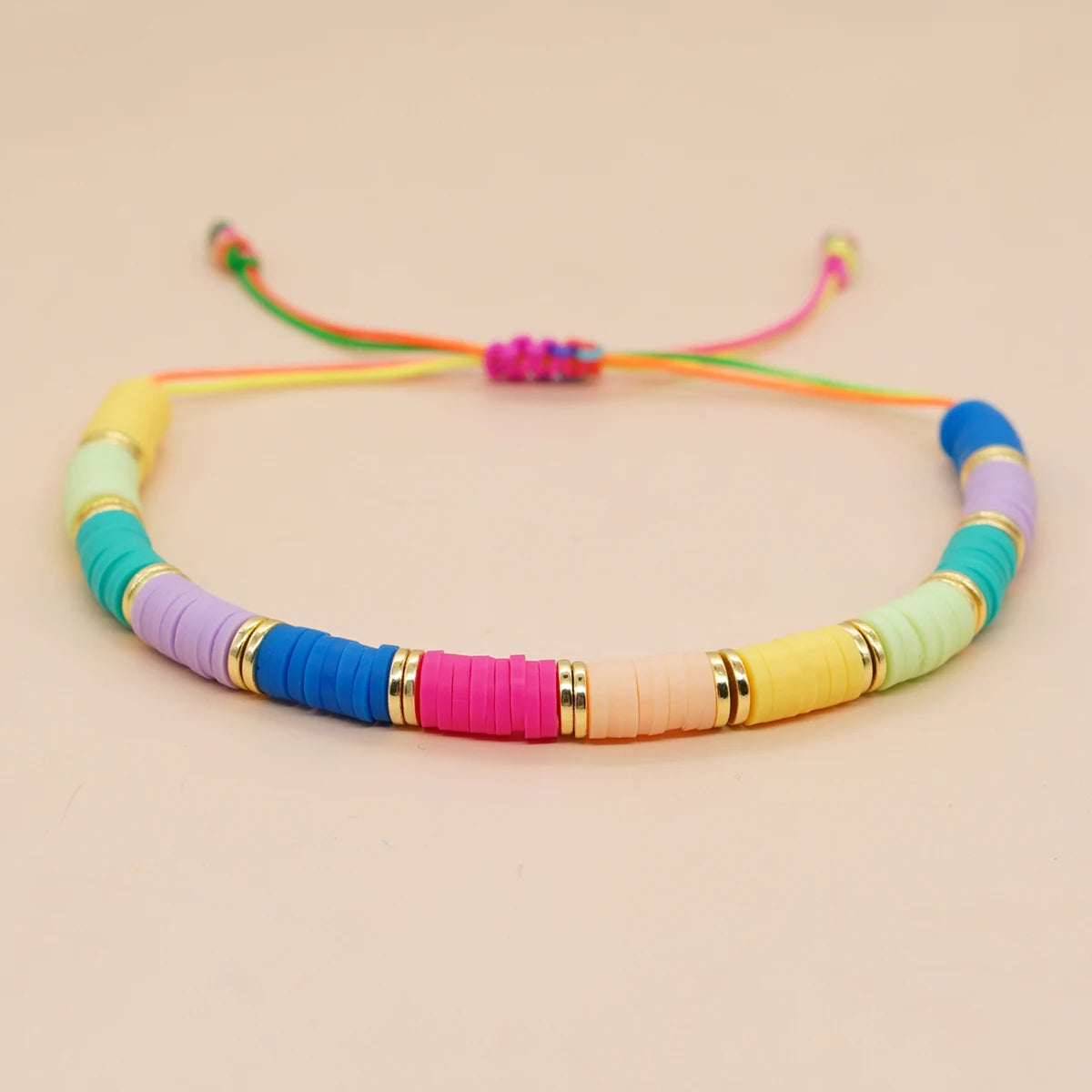 Hemasa Rainbow Colour   Polymer Clay  Beads Bracelet