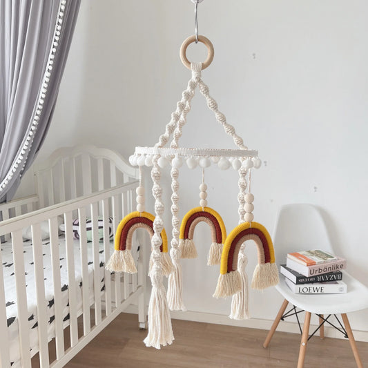 Nordic Nursery Decor Kids Room Mobile Hanging Decoration Kids Rainbow Pompoms Wind Chimes Kids Room Hanging Decor 2022 New