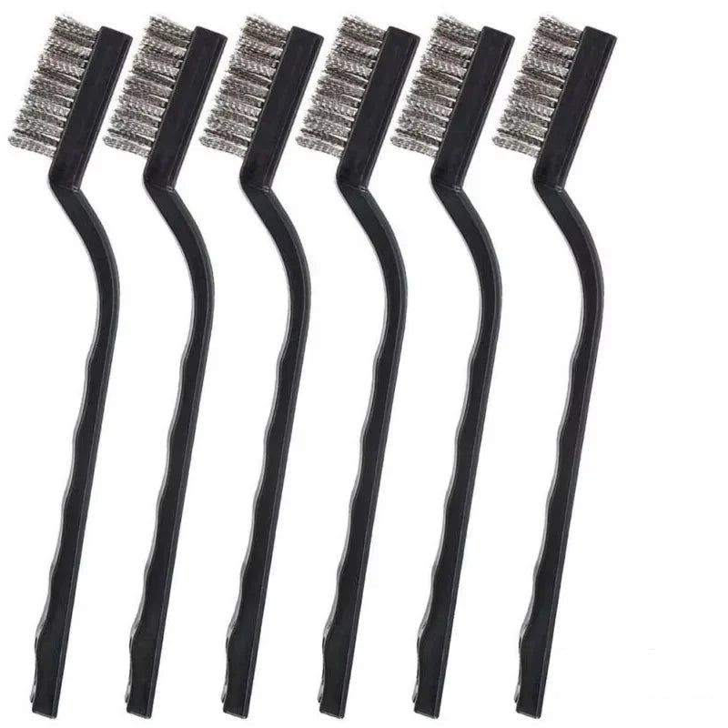 Hemasa 6pc set Small Wire Brushes Cleaning Brushes For Mechanical Part Derusting Remove Paint Accessories 17cmx1cm Stainless Steel Wire