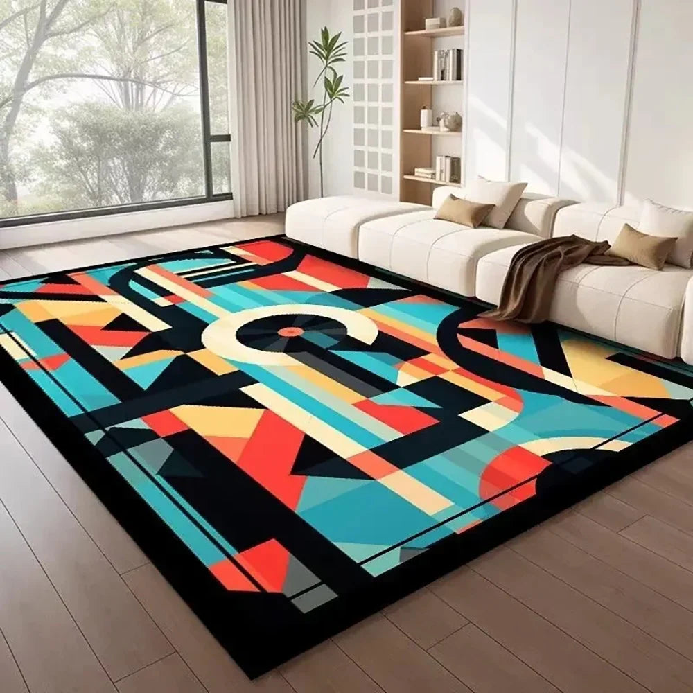 Tejesa  Large Flannel Rug Luxury Plaid Non-Slip Living Room Bedroom Mat Stain Resistant Washable Bedside Home Decor Rug