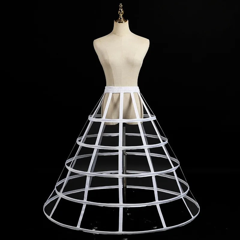 Women's Dress Underskirt Vintage Cage Pannier 5 Hoops Skirt Crinoline Cosplay Victorian Bustle Petticoats