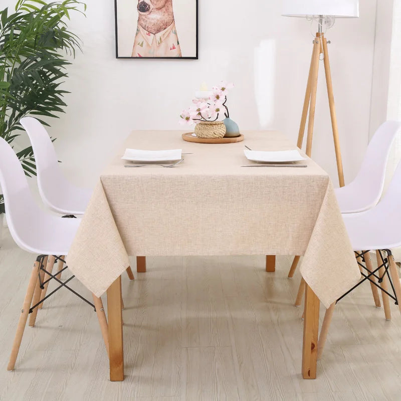 Tejesa Faux Linen Tablecloths Rectangle Washable Table Cloths Wrinkle Stain Resistant Table Cover Cloth for Kitchen Dining Room JAF040