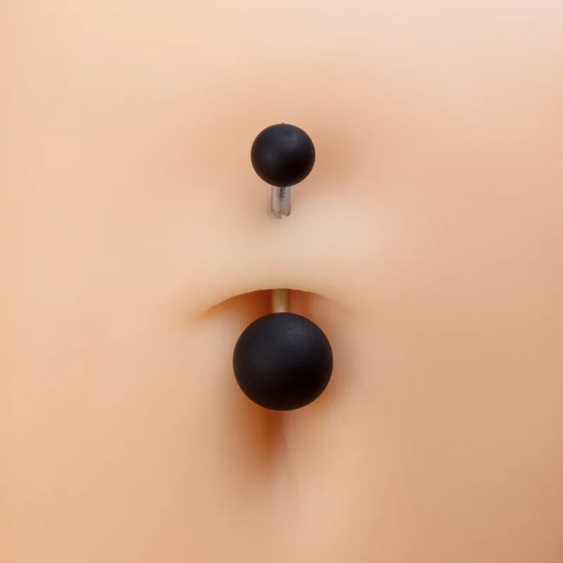 2pcs White Black Acrylic Belly Button Ring Navel Piercing Bar Surgical Steel for Women Sexy Ombligo Belly Stud Body Jewelry 14G