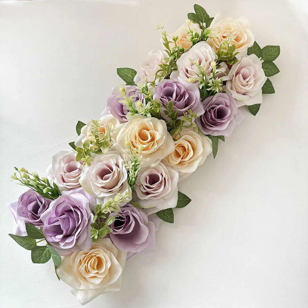 50cm Rose  Artificial Flower Row Wedding Decoration Flower Wall Backdrop Garland Home Party Decor Photo Props Background