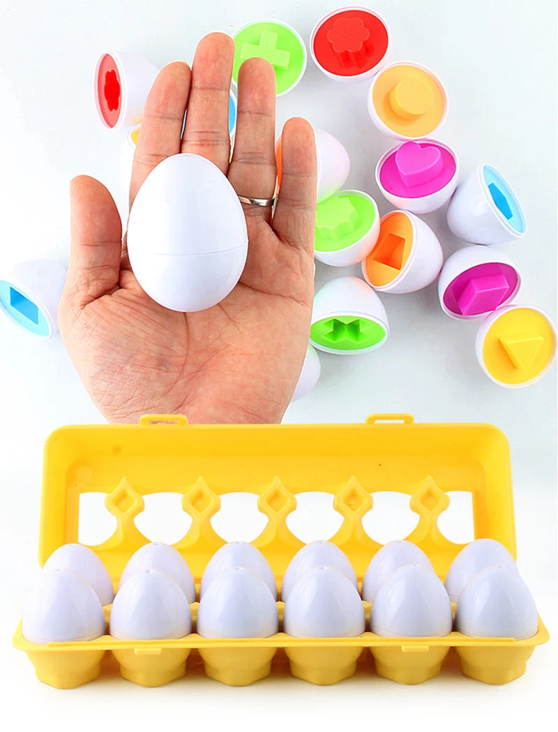 Hemasa Shape Matching Easter EggsToy for Kids Baby Learning Educational Toy Montessori Smart Eggs Games Sorters Toys For Children Gifts