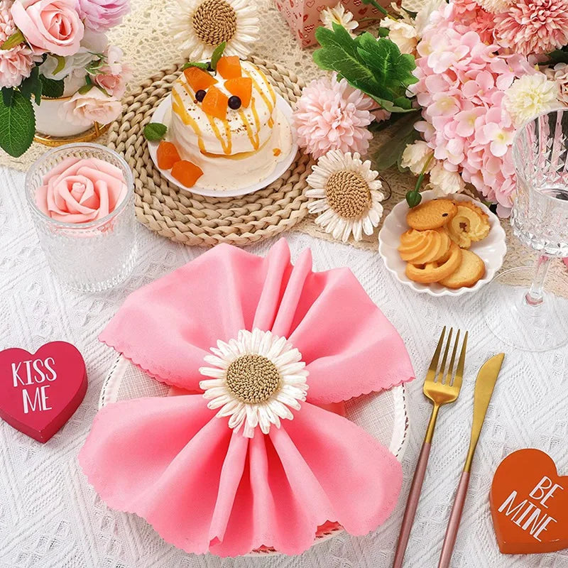 Hemasa 12Pcs Flower Napkin Rings/ Floral Napkin Rings /Sunflower Daisy  Napkin Rings