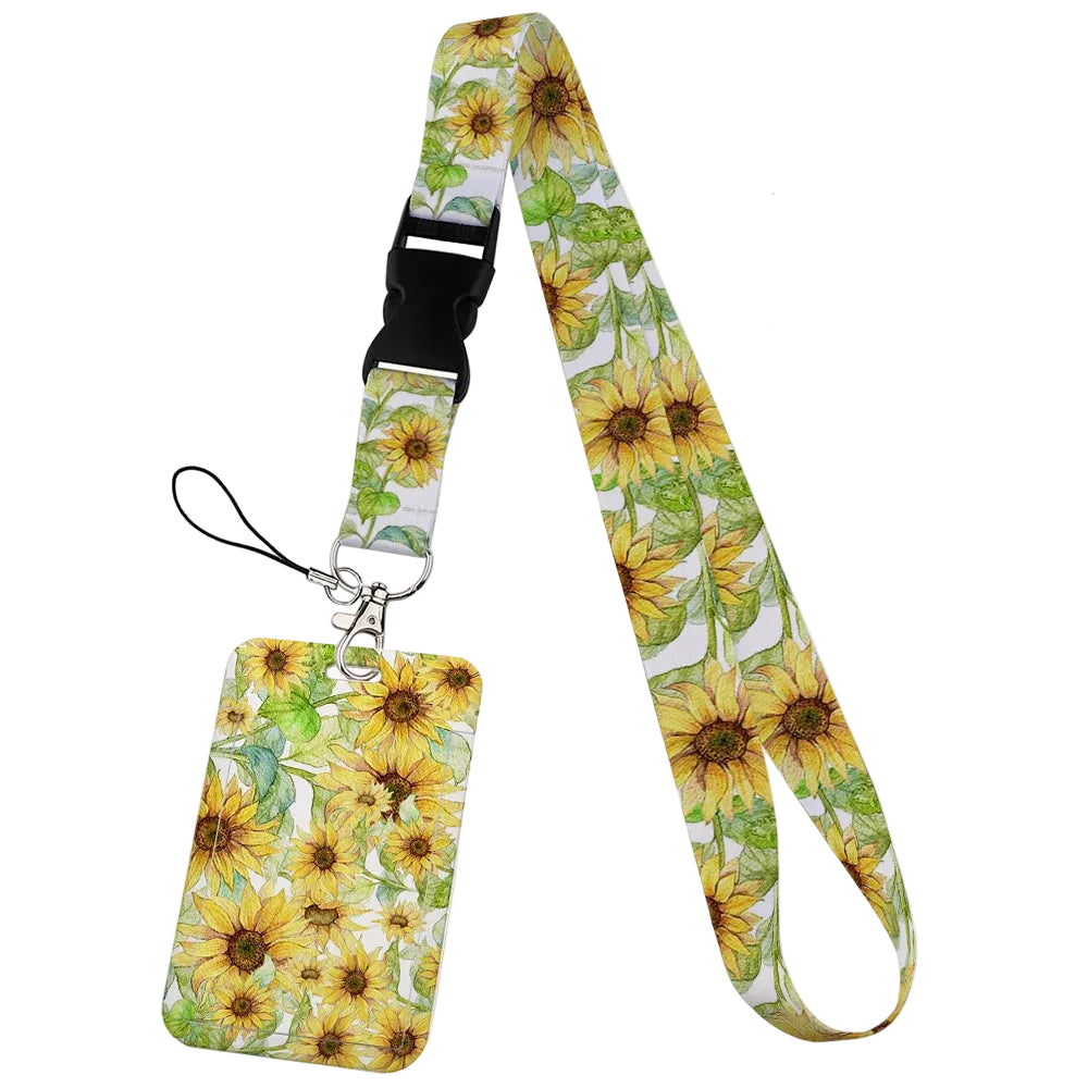 Tejesa  Flower design Lanyard Business Credit Card Holder/ Neck Strap Keychain Hang Rope ID Badge Holder