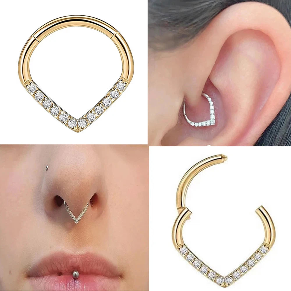 10Pc F136 Titanium Implant Grade 16G Hinge 8-10mm Septum Nose Ring Earlobe Pillow Ring Earring Teardrop Septum Piercing Jewelry