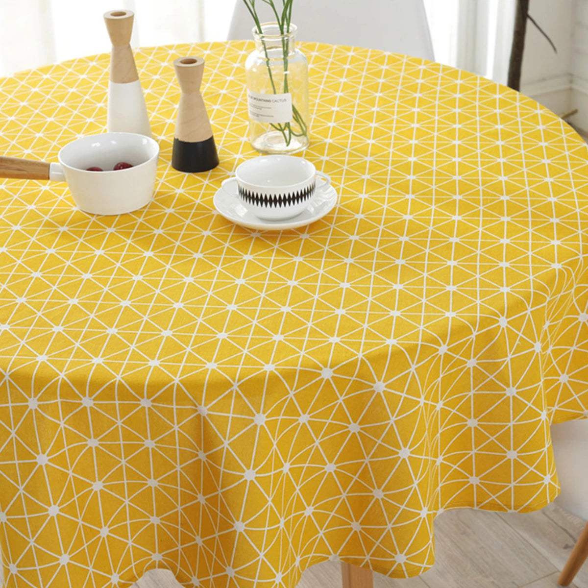Linen Round Tablecloth Table Cloth Decorative Dust-Proof Table Cover Washable 120/150cm for Dinner Party Wedding Party Decor