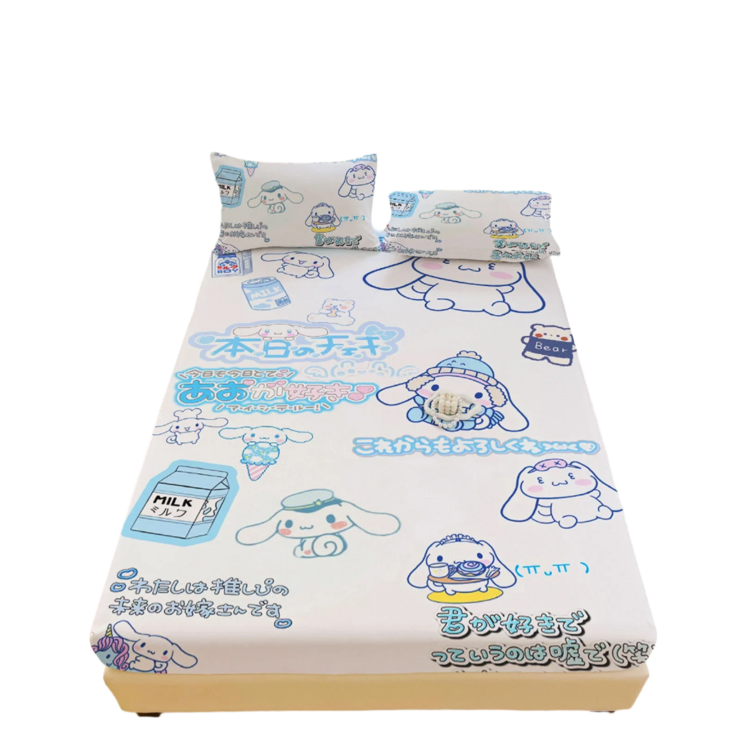 Hemasa  Bed Mattress Cover Cute Cartoon Painted Bed Linen Fitted Sheet For Kids Adult Single Double Size