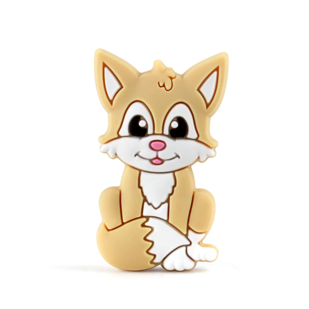 5/10 New Silicone Beads Animal Fox Shape Focal Beads For Jewelry Making DIY Bracelets Keychain Necklaces Jewelry Accessories
