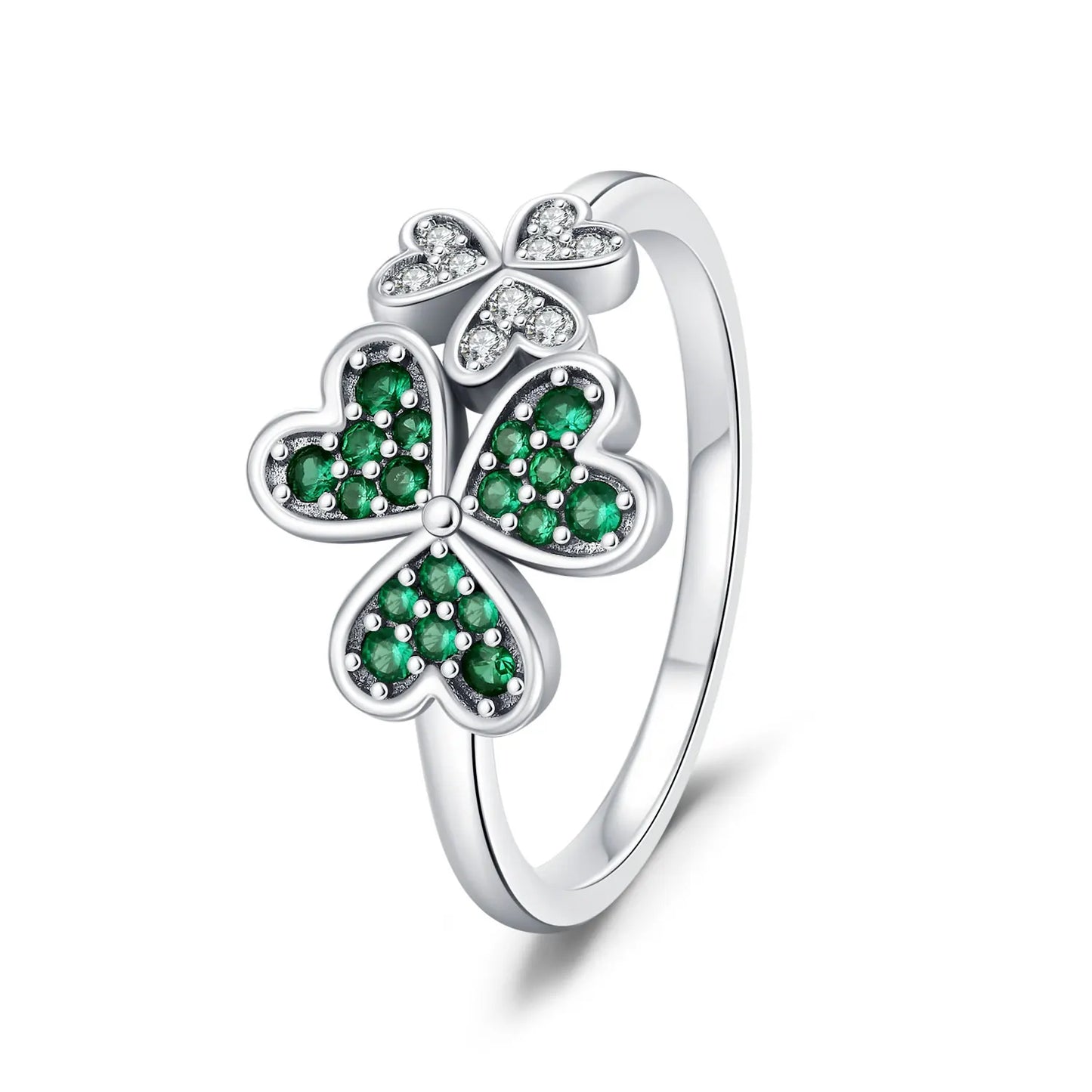 925 Sterling Silver Ring Women's Cubic Zirconia Lucky Clover Multi Layer Ring Wedding Ring Aesthetic Jewelry Gift