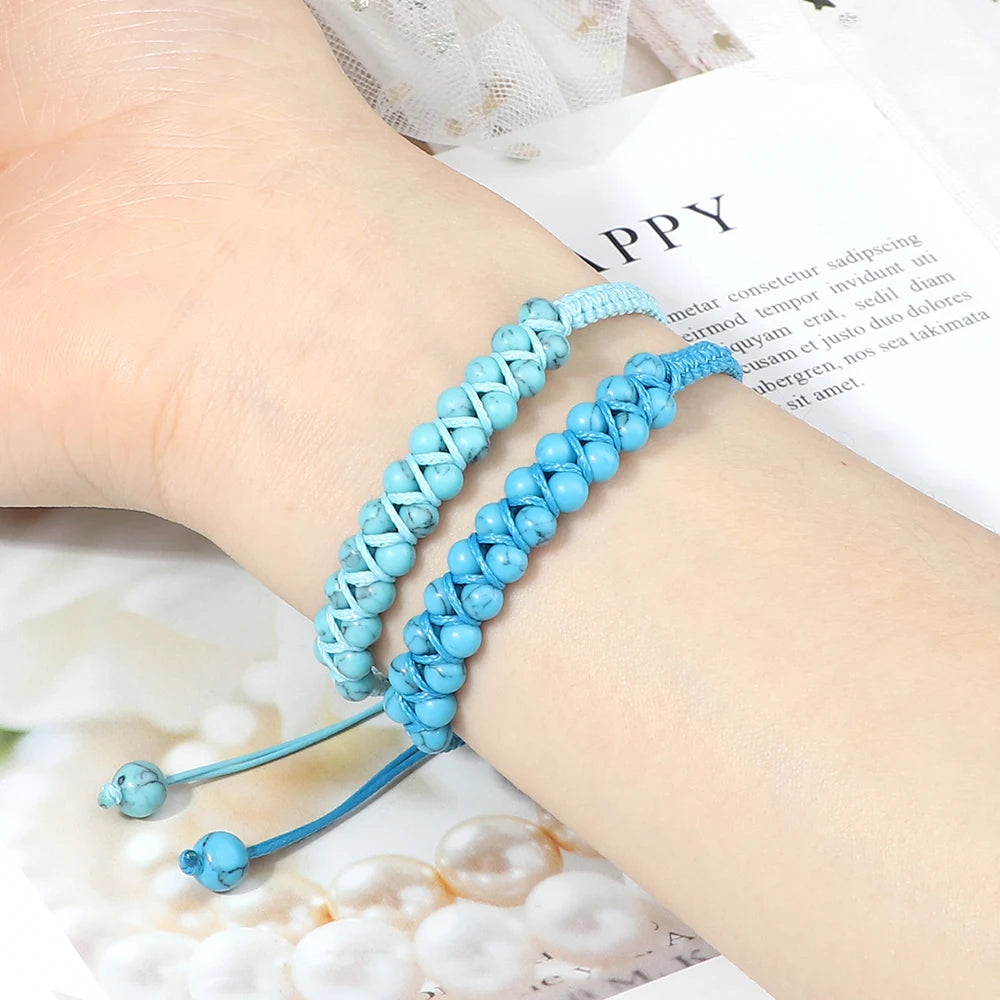 Fashion Natural Stone Chalcedony Beads Bracelet Lucky Rope Handmade Braided Bracelets&Bangles Women Healing Jewelry Pulsera Gift