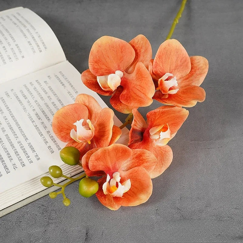 Tejesa 3 Pcs Artificial  Plastic Orchids Plastic Phalaenopsis  Artificial Flowers