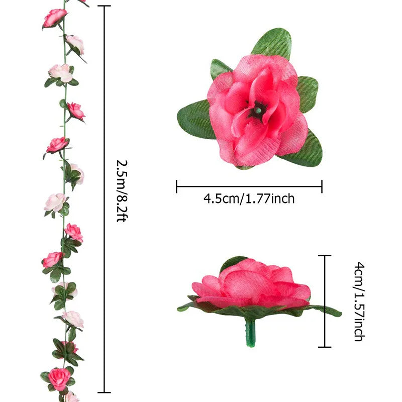 Hemasa 2.5m   4Pcs Artificial Flower Rose Vines Leaves Ivy Christmas Garland Diy Home Garden Wedding Decoration Silk Flowers