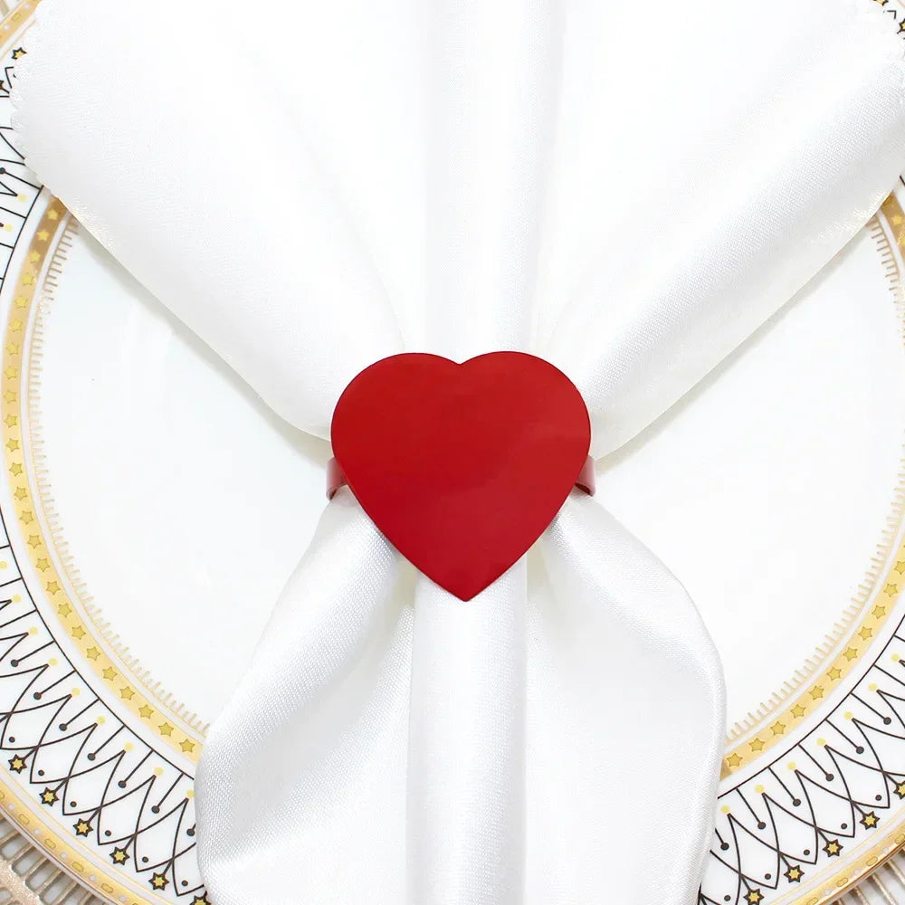 Hemasa 6PCS/SET Red Heart Napkin Rings
