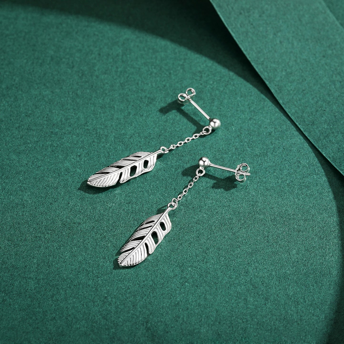Modian 100% Real 925 Sterling Silver Swing Leaves Lucky Drop Earrings Fashion Leaf Dangle Ear For Women Fine Jewelry Accessories
