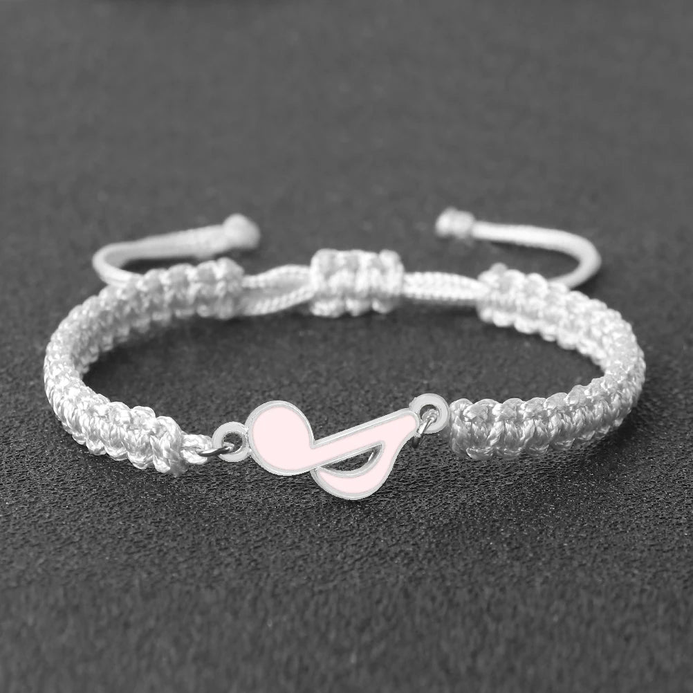 Black Red Rope String Bracelets For Women Men Pink Musical Note Pendant Bangles Couples Fashion Hand Chian Jewelry Gift Pulseira