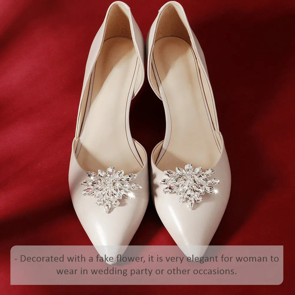 1Pair Luxury Crystal Rhinestone Shoe Buckles Adjustable Detachable Heel Decorations Wedding Prom Formal Shoes Embellishment