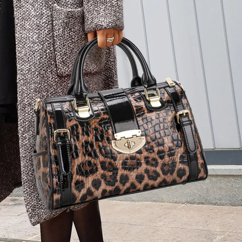 Aidrani Classic Leopard Pattern Genuine Leather Women's Bag Large Capacity Women's Handbag Cowhide Shoulder Bag